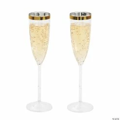 Brand new 👏 Premium Plastic Gold Trim Champagne Flutes - 12 Ct. 🛒