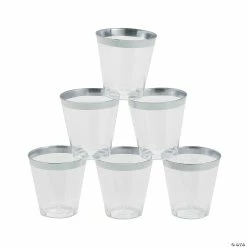 Outlet ⭐ Silver Rim Shot Glasses - 50 Pc. 🥰
