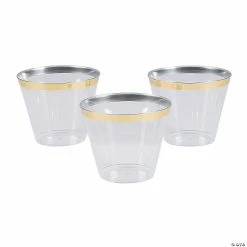 Buy 🤩 Small Plastic Cups with Gold Trim - 24 Pc. ✔️