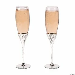 Outlet 🔥 Wedding Toasting Glass Champagne Flutes with Crystals - 2 Ct. 👍