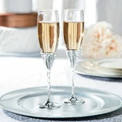 Outlet 🔥 Wedding Toasting Glass Champagne Flutes with Crystals - 2 Ct. 👍 -Drinkware by "Anniversary" Shop wedding toasting glass champagne flutes with crystals 2 ct 13747109 a02
