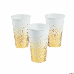 Top 10 ⭐ White with Gold Foil Dots Paper Cups - 24 Pc. ✨